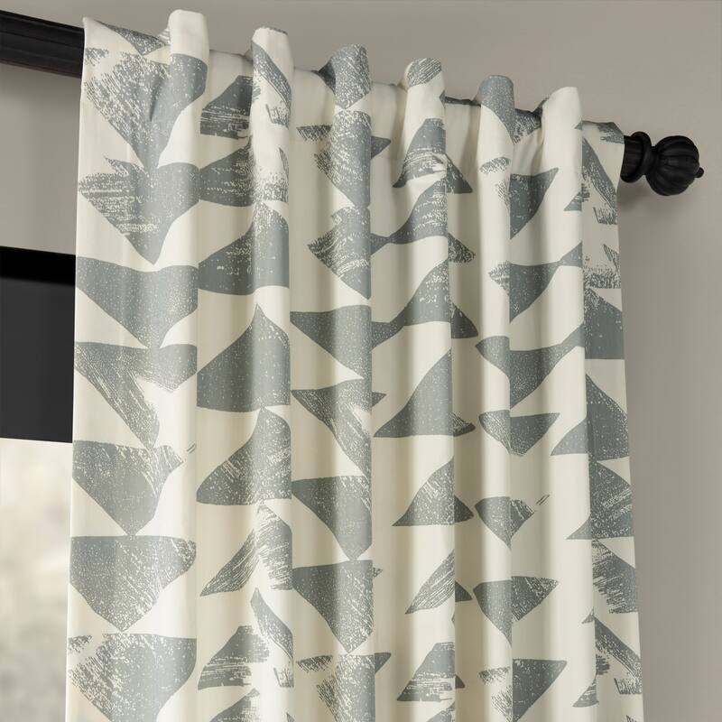 Exclusive Fabrics Triad Geometric Room Darkening Curtains Printed Cotton Twill Curtain (1 Panel)