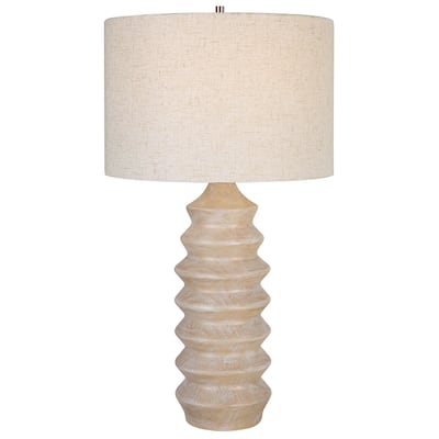 Geometric Table Lamp with Drum Shade - 30" - Beige