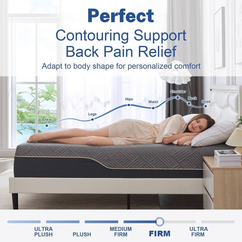10 in. Premium Cooling Green Tea/Gel Memory Foam Mattress with Ice Silk Cover, Flip Firm Mattress for Back Pain