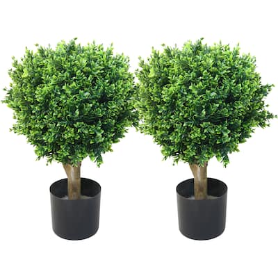 Pure Garden Set of 2 Hedyotis Fake Trees, Green