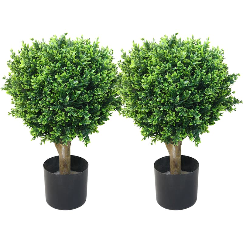 Romano Set of 2 Hedyotis Fake Trees, Green - Set of 2