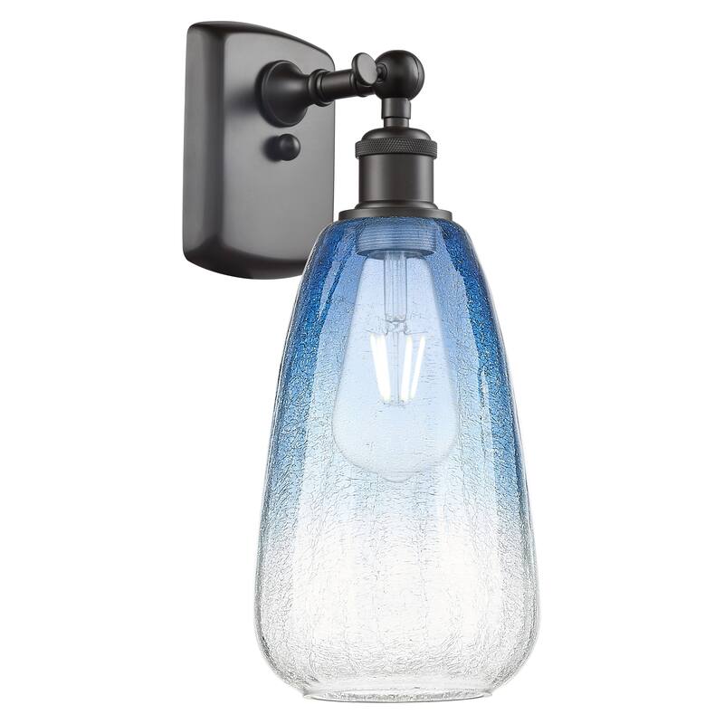 Innovations Lighting Endless Possibilities Ballston - Brookhaven Almond - 1 Light 6" Sconce - Oil Rubbed Bronze/Sapphire Blue