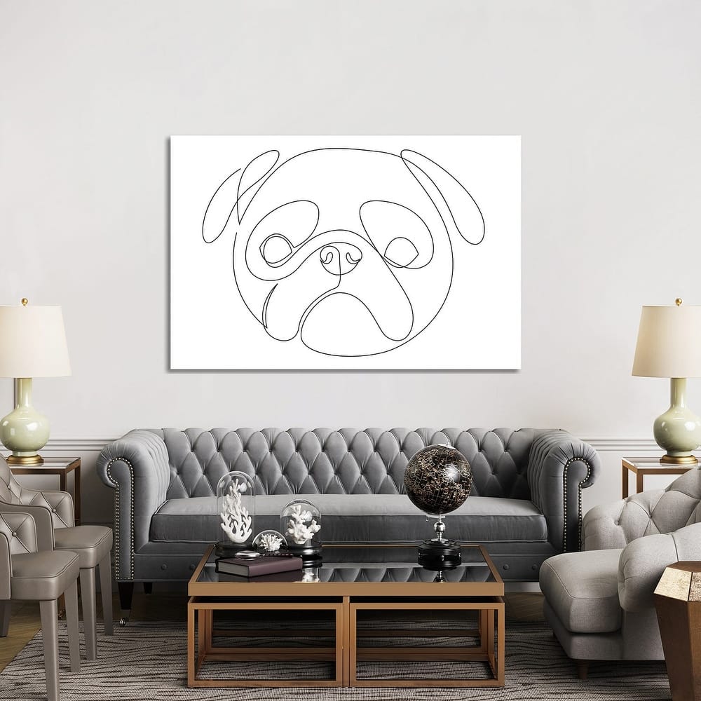 iCanvas "Pug - One Line Dog Portrait" by Addillum Canvas Print