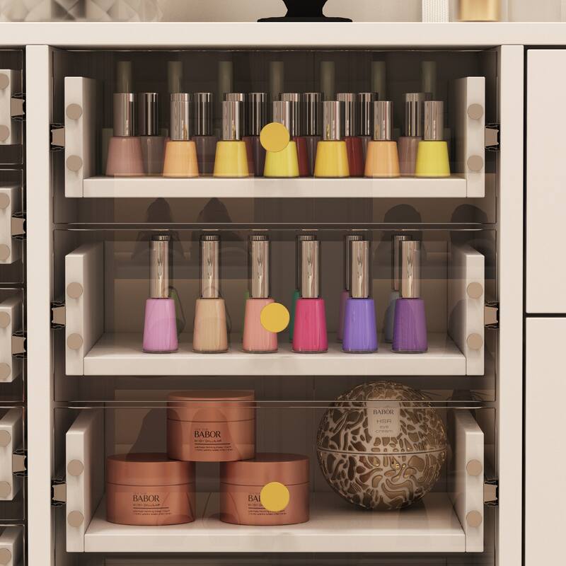 Nail Polish Organizer Cabinet w/Clear Acrylic Drawers Salon Makeup Vanity Storage Dresser