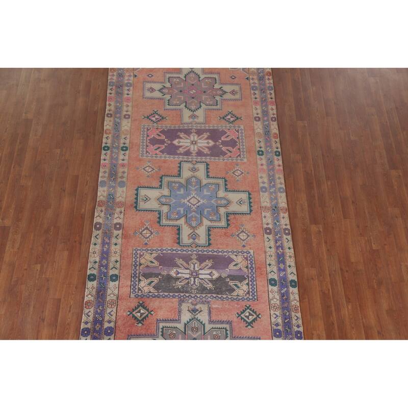 Hand Knotted Oriental 100% Wool Carpet Traditional Tribal Coral Ardebil Area Rug - 11' 1'' X 4' 7''