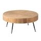 preview thumbnail 4 of 5, COZAYH 2-Piece Farmhouse Living Room Coffee Table Set, Nesting Coffee Table Round Natural Wood Finish
