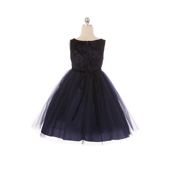 navy velvet girls dress