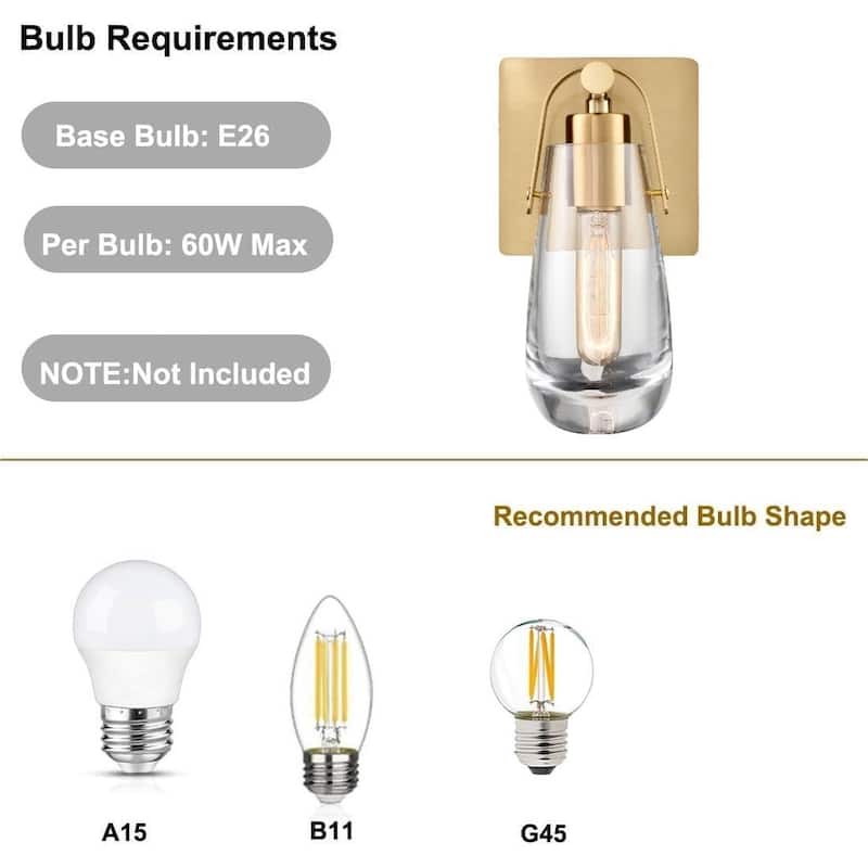 Modern wall light gold vanity light glass, metal mount light