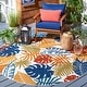 preview thumbnail 27 of 37, SAFAVIEH Cabana Leala Indoor/ Outdoor Waterproof Patio Floral Rug 5'3" Round - Creme/Red