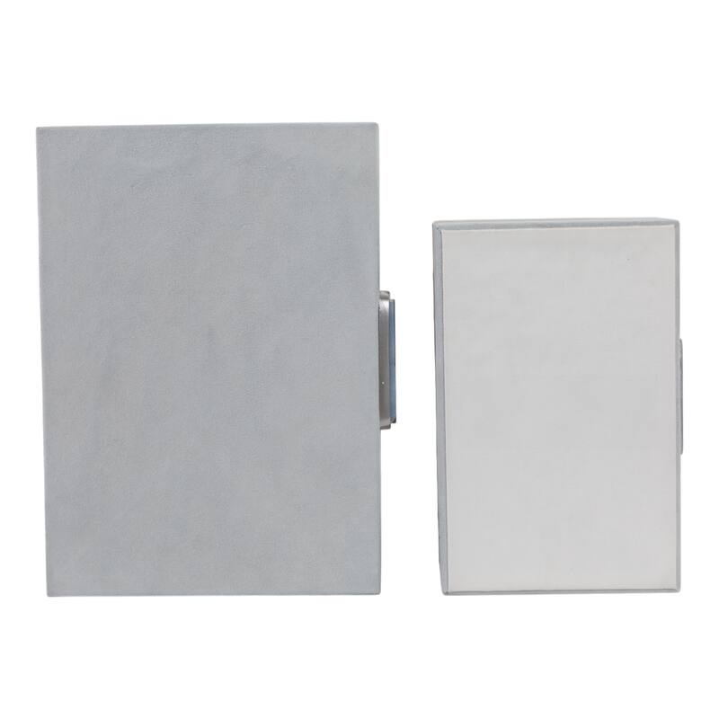 Decorative Suede Box with Lid and Gemstone - Set of 2, 14", 11" White - 14.0"