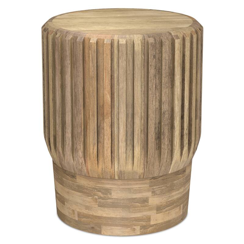 Simpli Home Lyall MANGO WOOD 16" Wide Round Side Table in Natural & Fully Assembled - 16" D x 16" W x 20" H