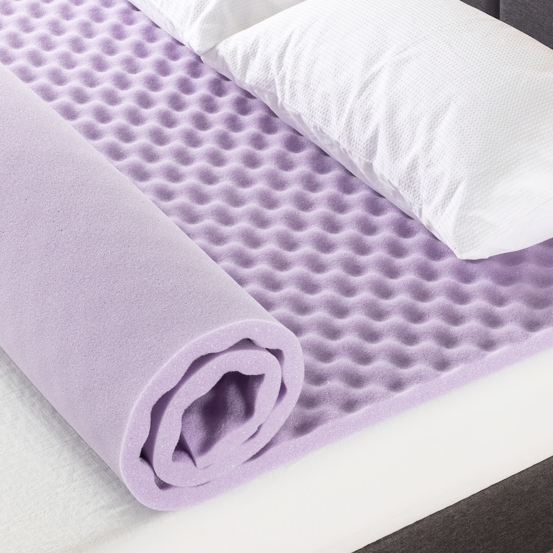 1.5 Inch Lavender Egg Crate Memory Foam Mattress Topper