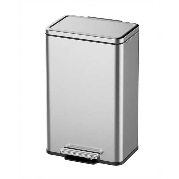 13 Gal Stainless Steel Kitchen Trash Can, Soft-Close Lid, Step Pedal, Removable Bucket, Fingerprint Resistant