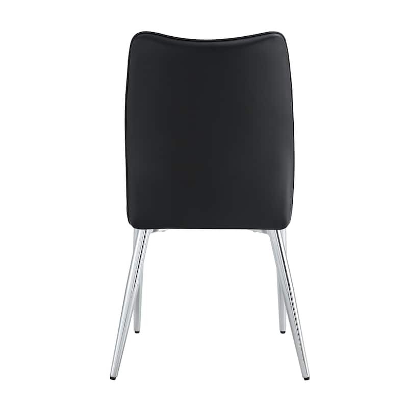 Roomfitters PU Dining Chairs with Silver Metal Legs, Mid-Century Modern Cushioned Set of 4 for Dining Room