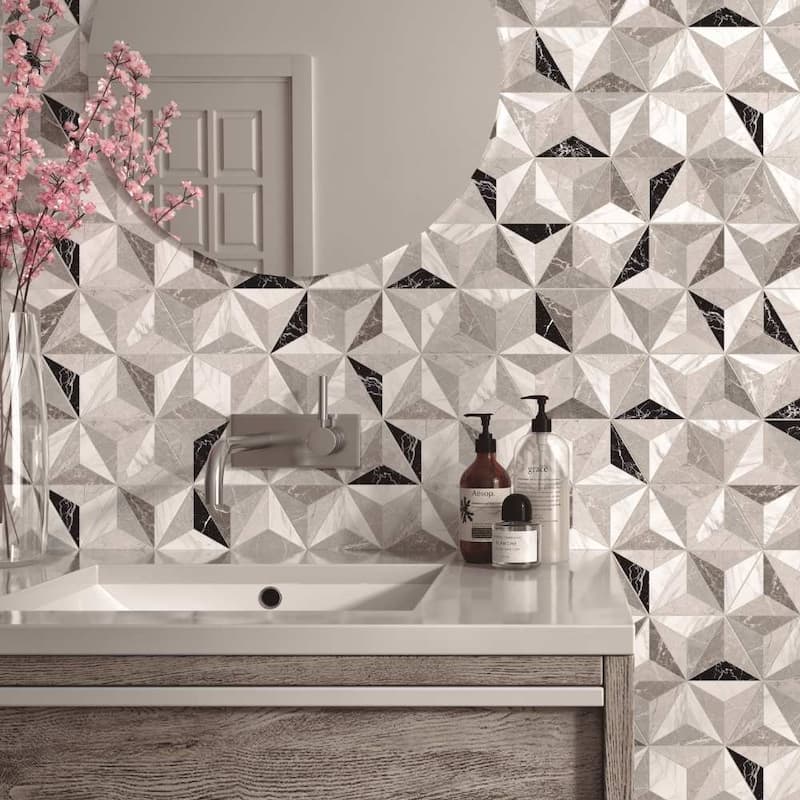 Osiris 8x9 Matte 3D Hexagon Porcelain Patterned Tile - Floor, Wall, Backsplash