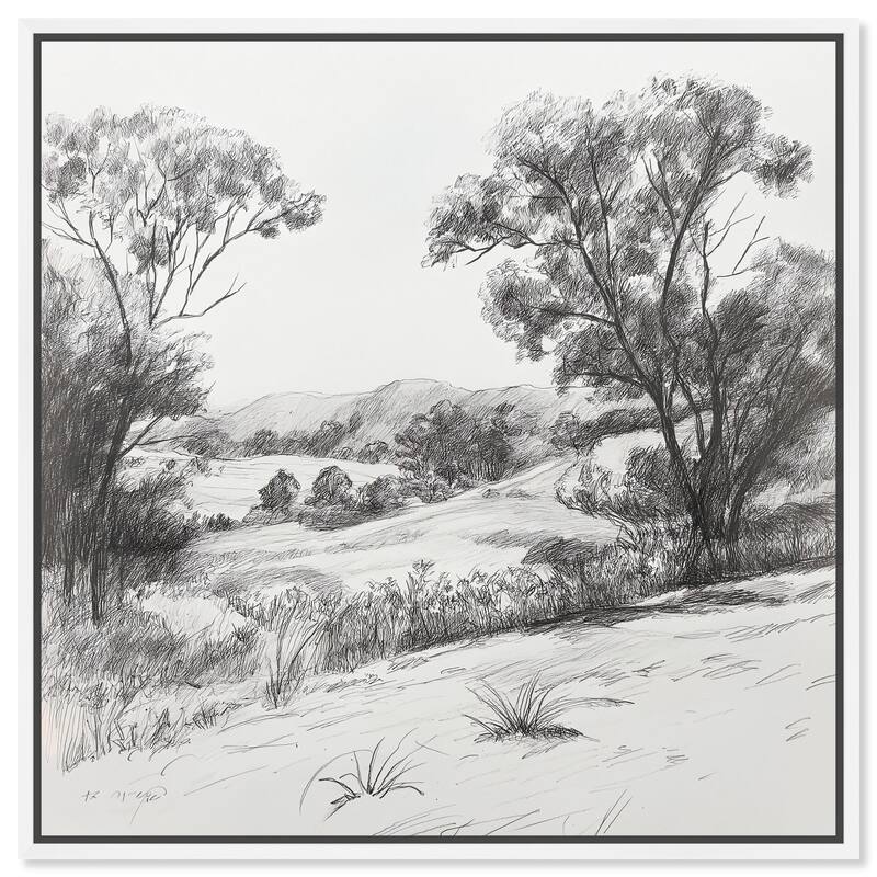 Charcoal Countryside Canvas by Art Remedy - White - 40" x 40"