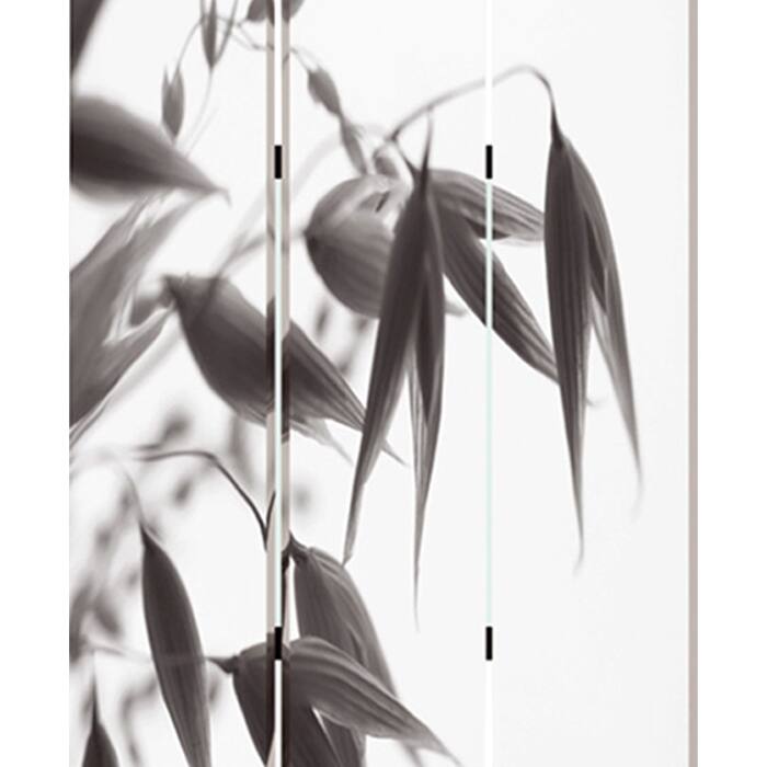 3 Panel Foldable Canvas Screen with Lily Print, Black and White - 6 x 12