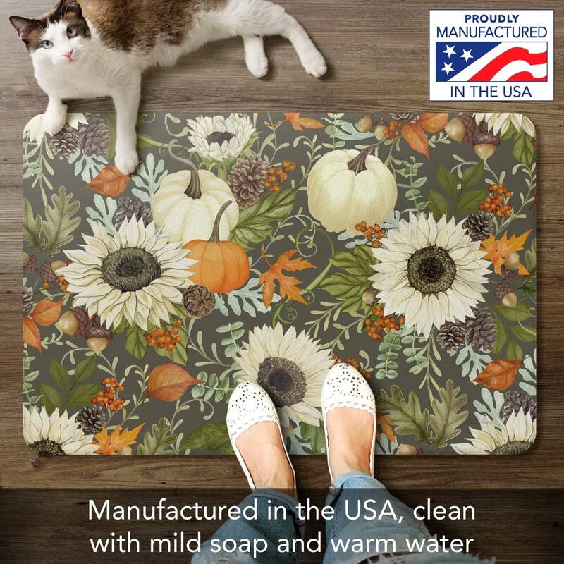 Farmhouse Fall 30” x 20” Decorative Comfort Floor Mat Manufactured in The USA, Waterproof, Reduces Muscle Fatigue, Easy to Clean