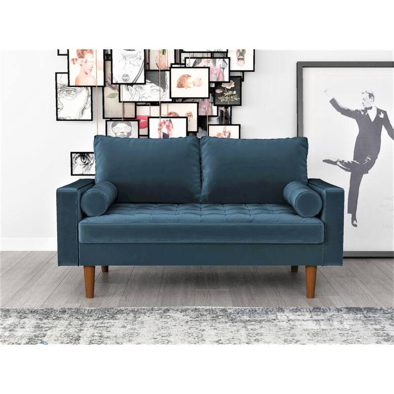 US Pride Lopez Mid-century Loveseat - Prussian Blue