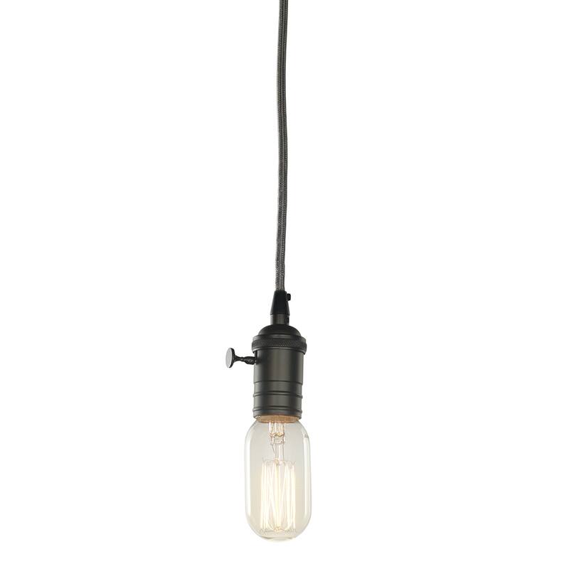 Bulbrite 1- Vintage Pendant Socket and Canopy with LED Light Bulb - 40W T14 Nostalgic Thread - Light Gunmetal