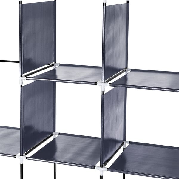 Gmnoy 67 Clothes Closet Portable Wardrobe Clothes Storage Rack 12 Shelves 4 Side Pockets Gray-169.5 x 44 x 168.5//181.5cm-4600g