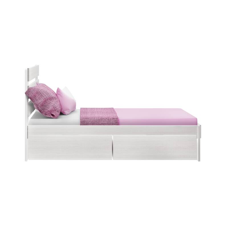 Max and Lily Farmhouse Full Bed w/ Plank Headboard and Storage Drawers