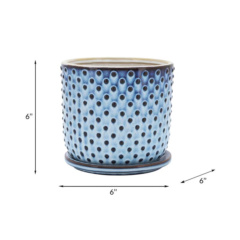 Sagebrook Home Ceramic Planter with Saucer