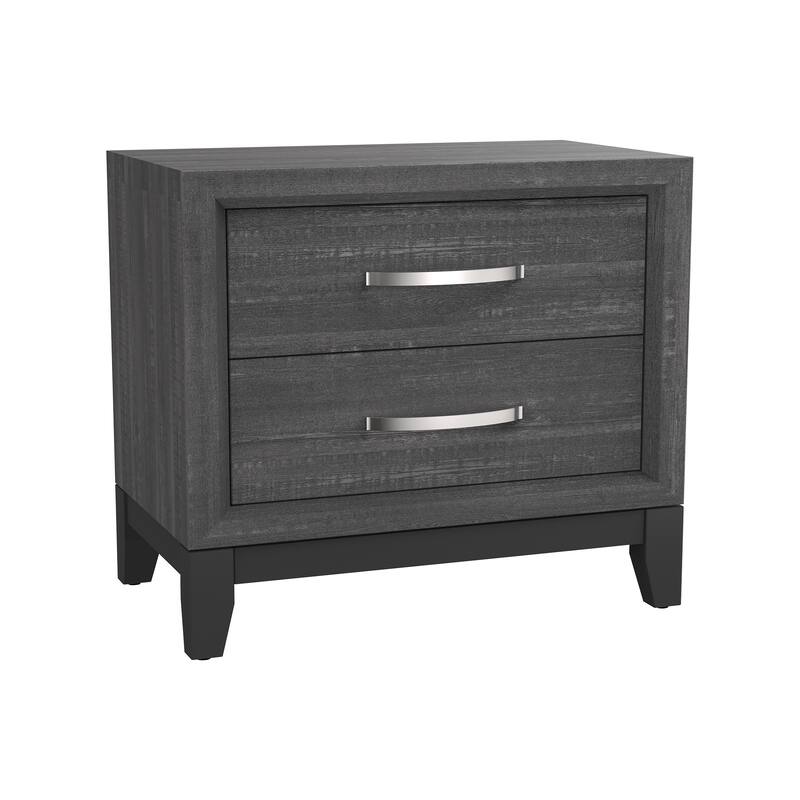 Contemporary Grey Solid Wood 2-Drawer Nightstand End Table