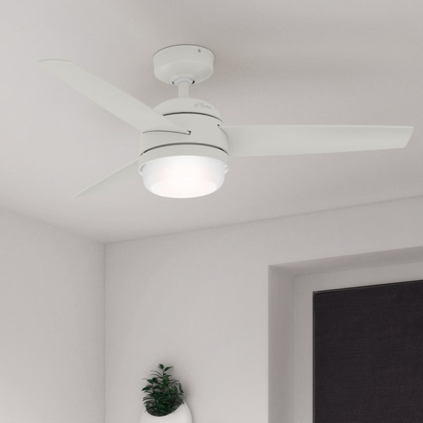 slide 2 of 15, Hunter 48" Midtown Ceiling Fan with LED Light, Handheld Remote - Modern, Contemporary, Transitional Fresh White