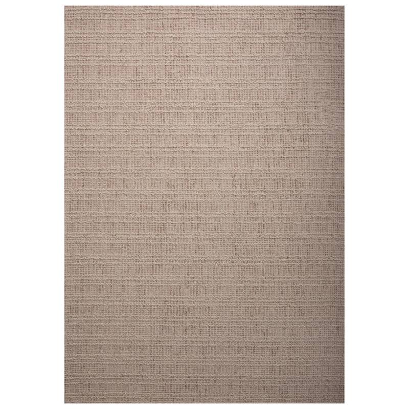 Alora Decor Lofton Geometric Stripe Textured Modern Wool Rug - 7'9" x 9'9" - Beige