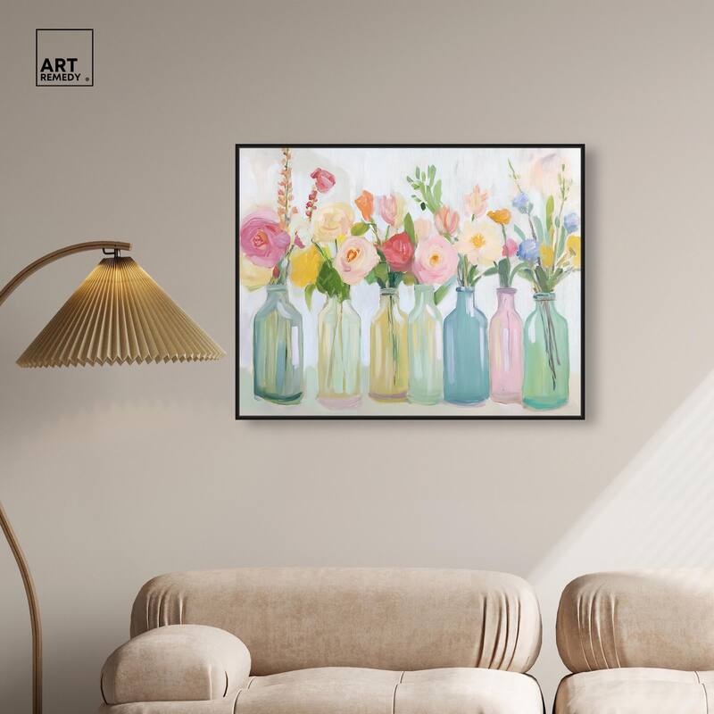 Bottled Blooms Canvas by Art Remedy