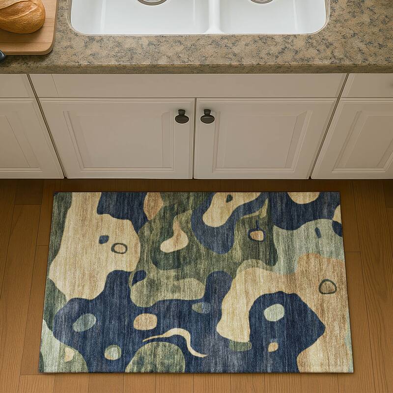 Premium Washable Super Soft Abstract Kali Mayfield Rug - Navy - 1'8" x 2'6"