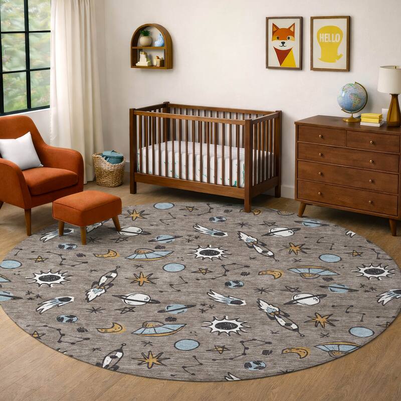 Machine Washable Indoor/ Outdoor Spaceship Chantille Rug