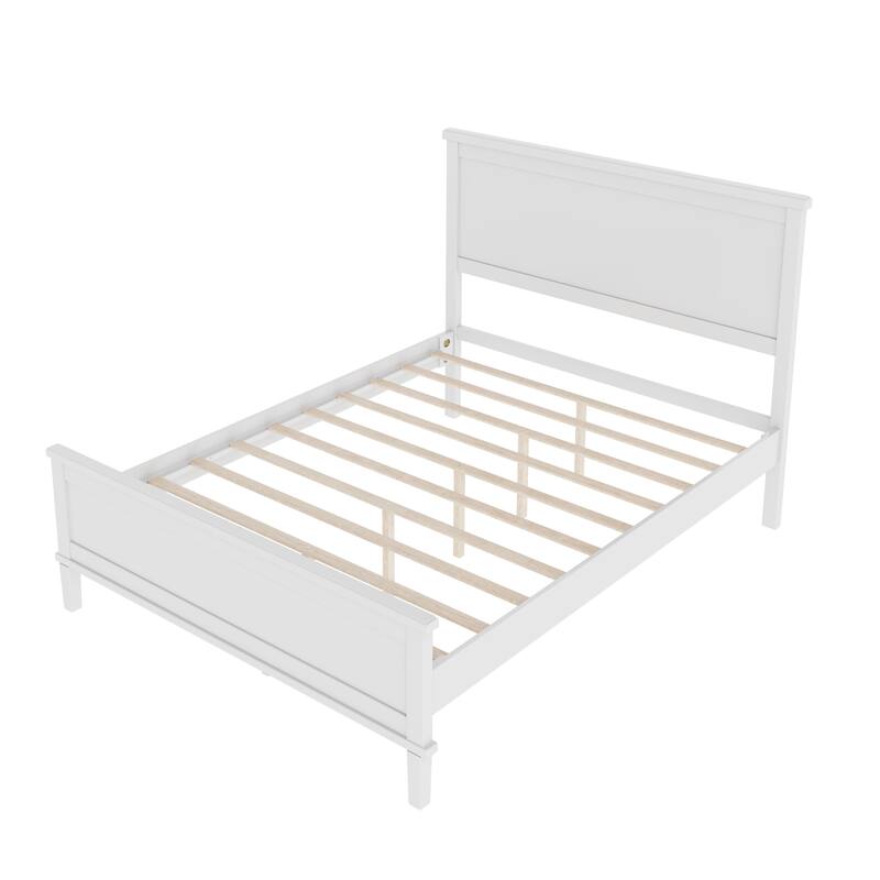 Rustic Wood Platform Bed with Headboard Footboard and Support Slats