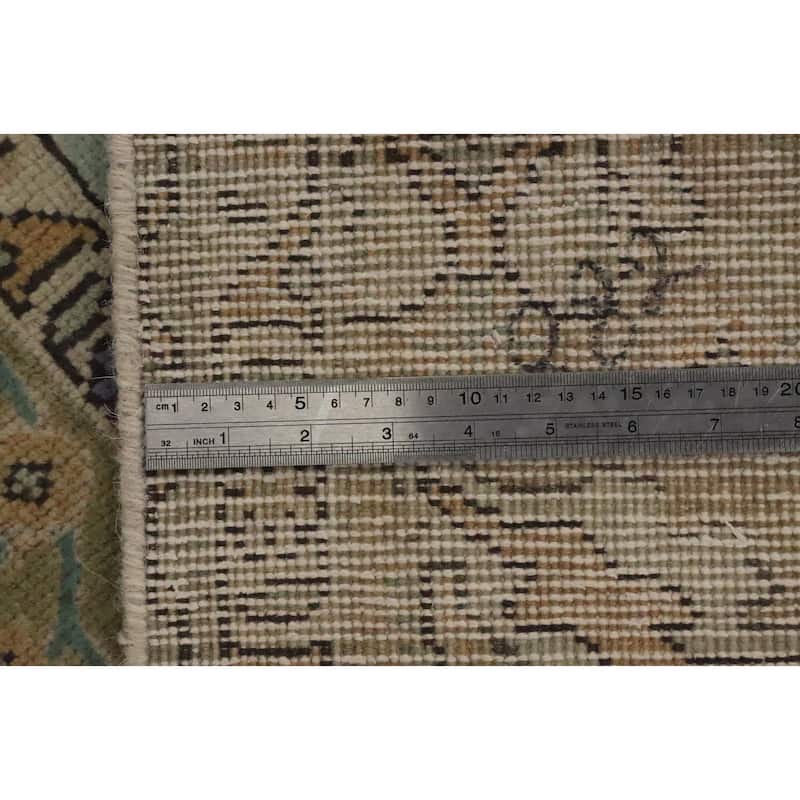 Hand Knotted Oriental 100% Wool Carpet Traditional Medallion Navy Blue & Blues Tabriz Area Rug - 9' 7'' X 6' 6''