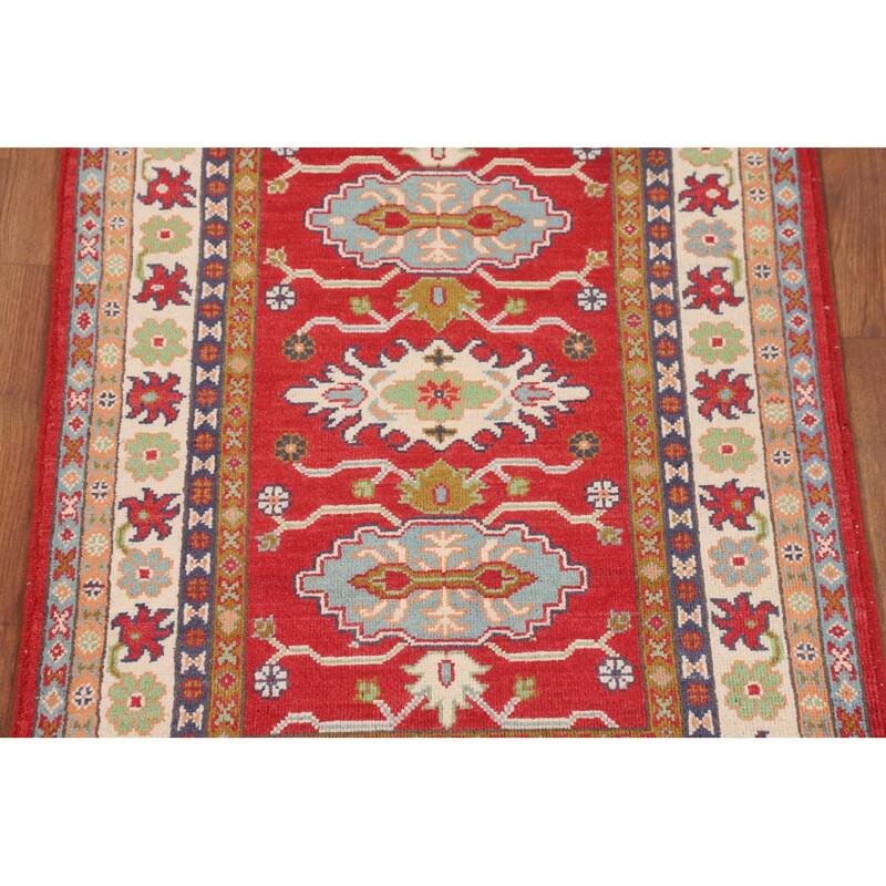 Traditional Red Kazak Accent Rug Hand-Knotted Oriental Wool Carpet - 2'9" x 4'2"