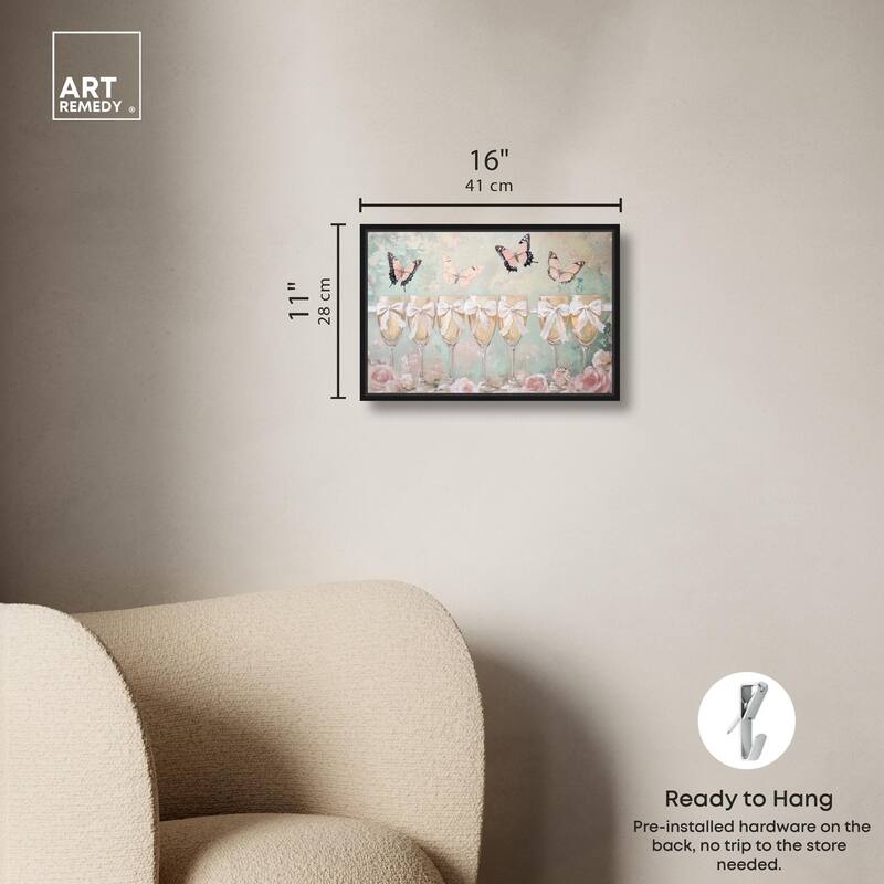 Champagne Mint and Pink Glass Canvas by Art Remedy