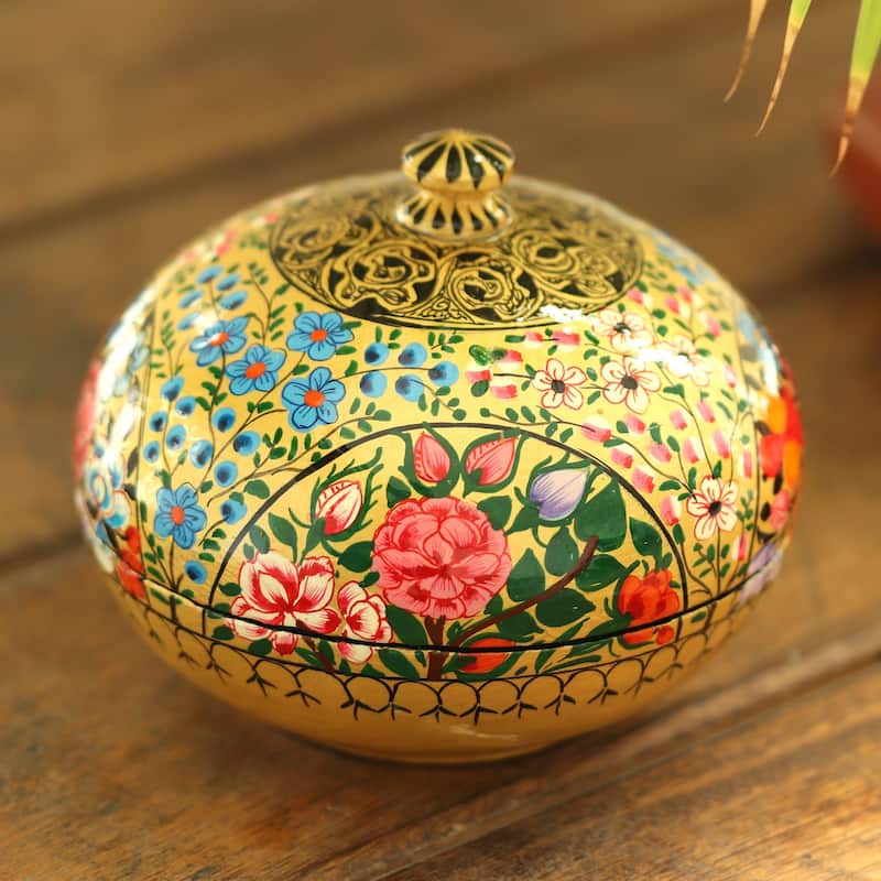 NOVICA Handmade Kashmir Cache Papier Mache Decorative Box
