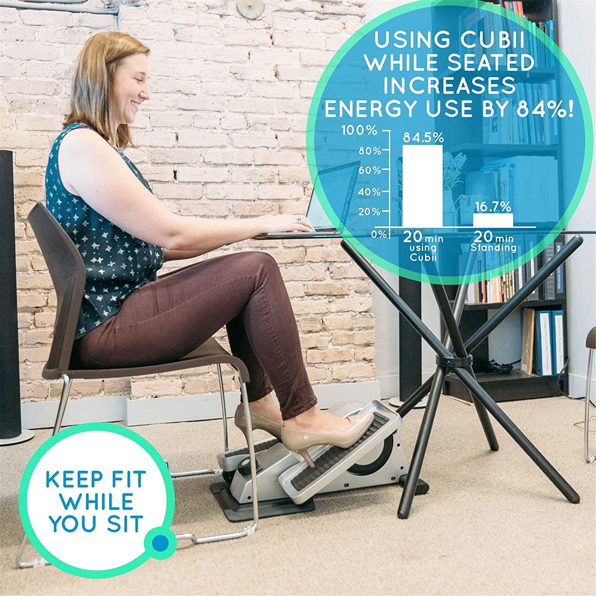Under Desk Elliptical Get Fit While You Sit Bluetooth Enabled Sync with Fitbit and Apple HealthKit