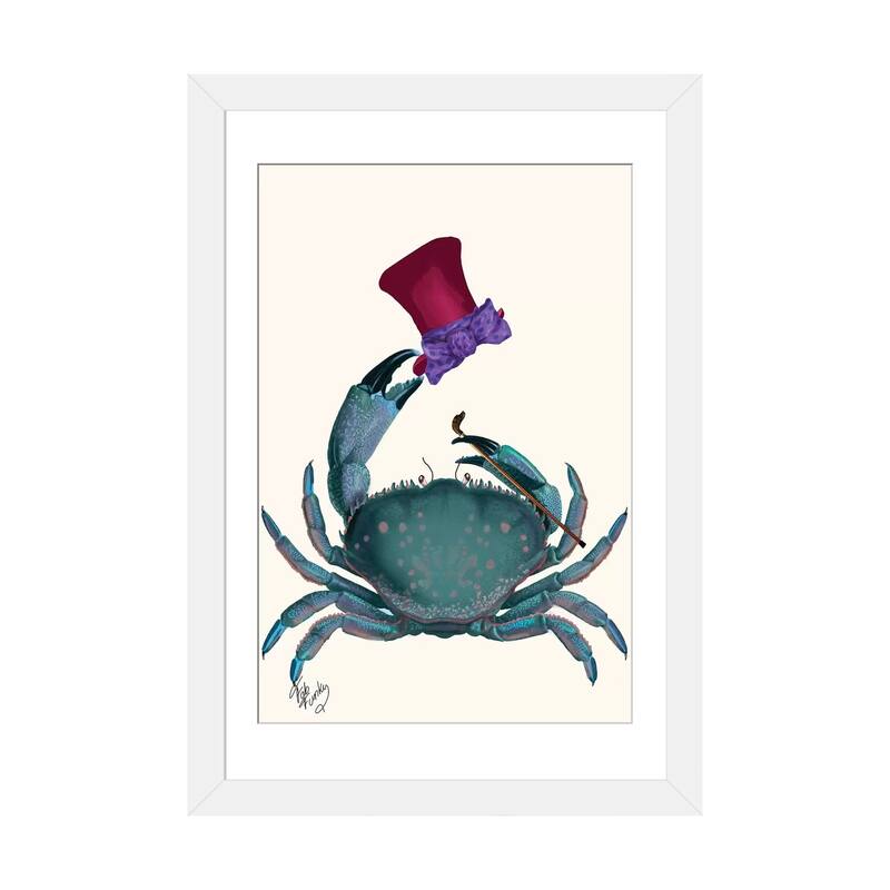 iCanvas "The Dandy Crab" by Fab Funky - White - 24x16x1