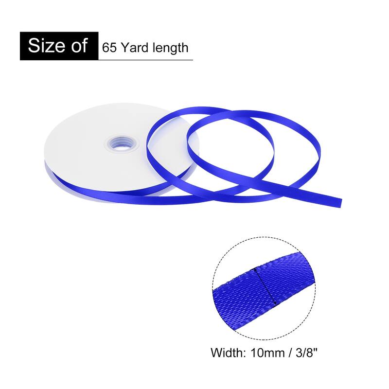Satin Ribbon Grosgrain Valentine Solid Double Face Wedding Ribbon - Blue - 3/8" x 65 Yard