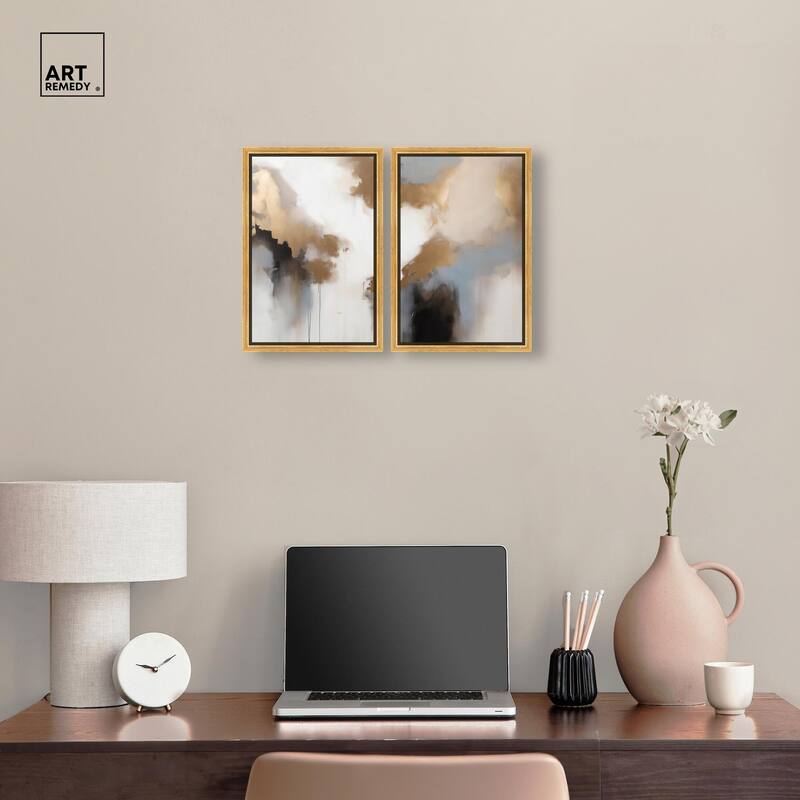 Golden Nebula Canvas Set of 2 by Art Remedy