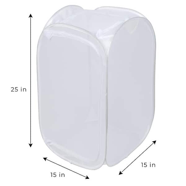 Smart Design Mesh Pop Up Flip Laundry Hamper and Basket - White - Bed ...