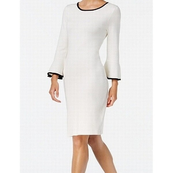 calvin klein white dress with bell sleeves