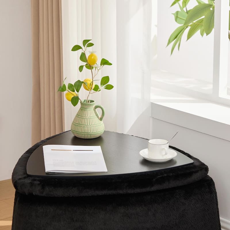 ​Reversible Lid Ottoman Set - Faux Fur Upholstery - 2-Piece