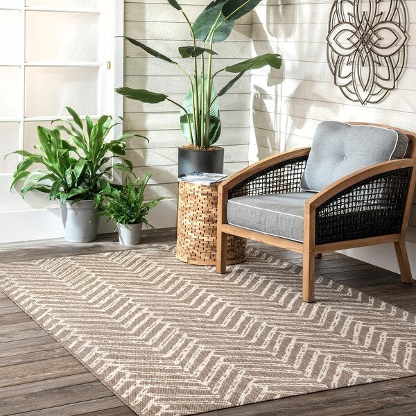 nuLOOM Dawn Herringbone Outdoor Area Rug. Opens flyout.