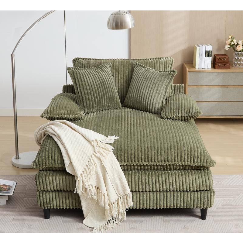 54.75" W Oversized Chaise Lounge Chair,Fluffy cushioned sofa bed - Green