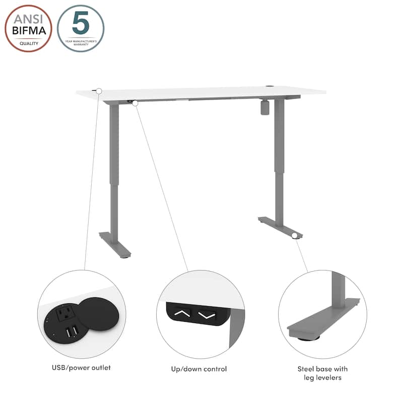 Bestar Upstand 72W x 30D Electric Height-Adjustable Standing Desk