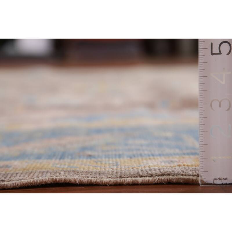 Hand Knotted Oriental 100% Wool Carpet Transitional All-Over Brown Oushak Area Rug - 12' 4'' X 9' 5''