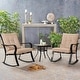 preview thumbnail 1 of 4, Solaura 3-piece Outdoor Patio Rocking Chairs Conversation Bistro Set Brown